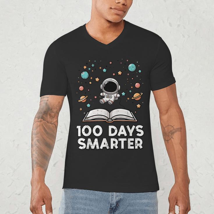 100 Days Smarter Astronaut Book 100th Day Girls Kids Women Men's V-Neck T-Shirt