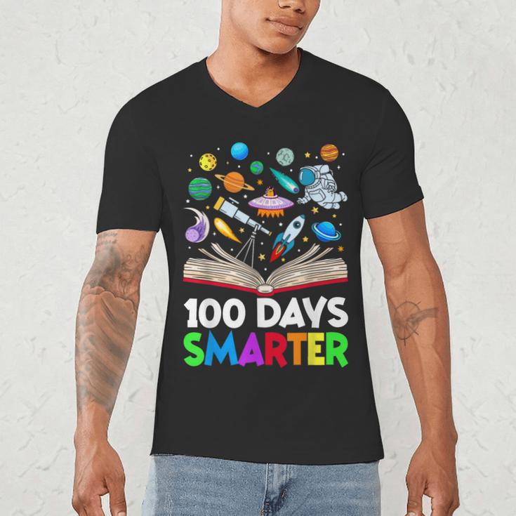 100th Day Of School Astronaut Books Space 100 Days Smarter Men's V-Neck T-Shirt 100th Day Of School Astronaut Books Space 100 Days Smarter Men's V-Neck T-Shirt