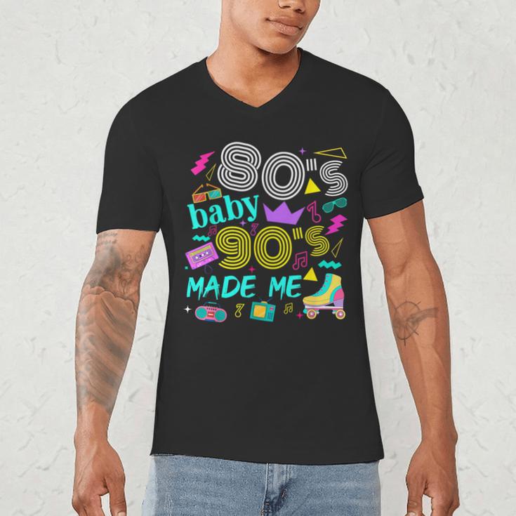 1980s 80's Baby 1990s 90's Made Me Birthday Nostalgia Vibes Men's V-Neck T-Shirt