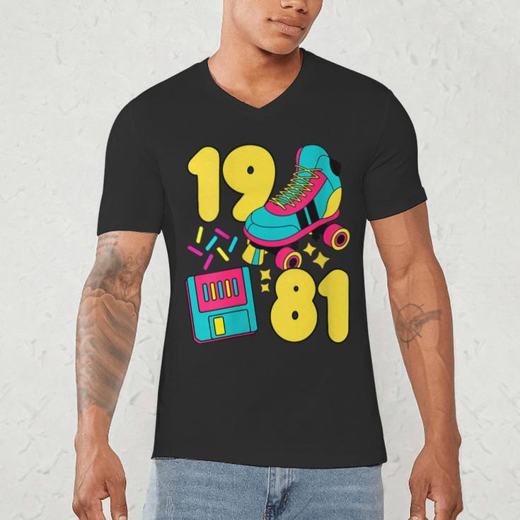 1981 Retro Raised In The 80s Old School Nostalgia Vibes Men's V-Neck T-Shirt