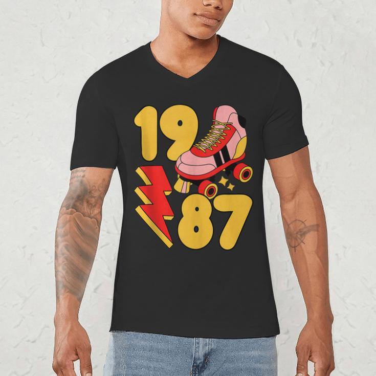 1987 Retro Roller Skate Vintage 80s Nostalgia Collector Men's V-Neck T-Shirt 1987 Retro Roller Skate Vintage 80s Nostalgia Collector Men's V-Neck T-Shirt