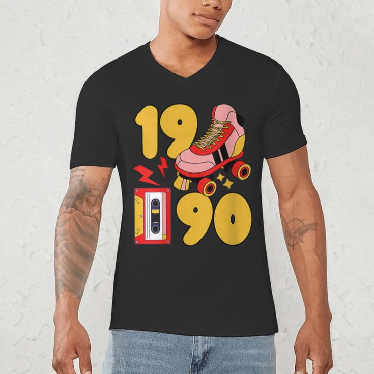 1990 Retro Raised On 90s Music Old School Nostalgia Punk Men's V-Neck T-Shirt