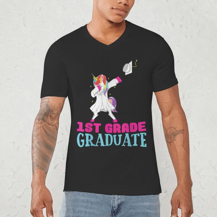1st Grade Graduation Dabbing Unicorn Lover T-Shirt Kids Men's V-Neck T-Shirt