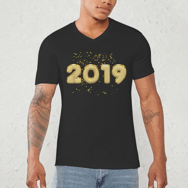 2019 Gold Confetti GraduationShirt High School College Men's V-Neck T-Shirt