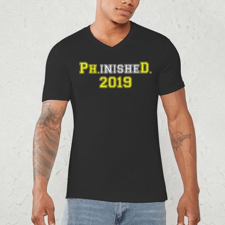2019 PhinisheD Graduation Ph D College Phinished Men's V-Neck T-Shirt