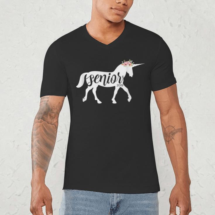 2019 Senior Unicorn Shirt Graduation High School College Men's V-Neck T-Shirt