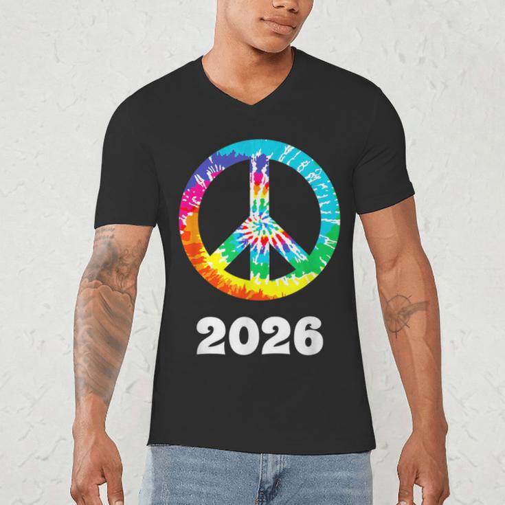 2026 Graduation Class Year Tie Dye Peace Sign Graduate Shirt Men's V-Neck T-Shirt