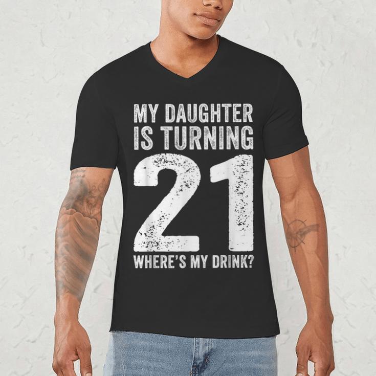 21st Birthday Dad Mom 21 Year Old Daughter Family Squad Men's V-Neck T-Shirt