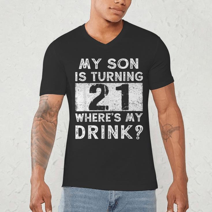 21st Birthday Dad Mom 21 Year Old Son Matching Family Men's V-Neck T-Shirt