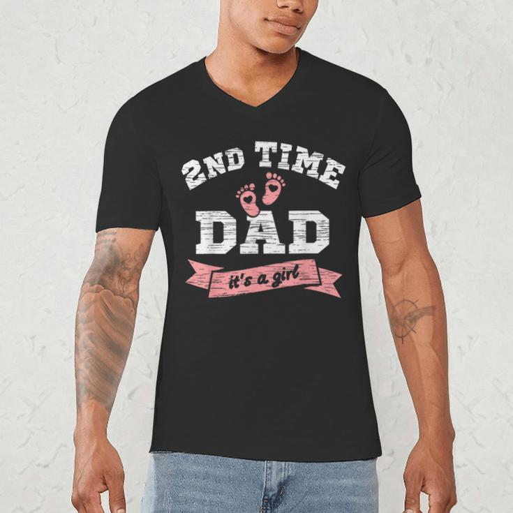 2nd Second Time Dad It's a Girl Gender Reveal Dad Of 2 Kids Men's V-Neck T-Shirt 2nd Second Time Dad It's a Girl Gender Reveal Dad Of 2 Kids Men's V-Neck T-Shirt