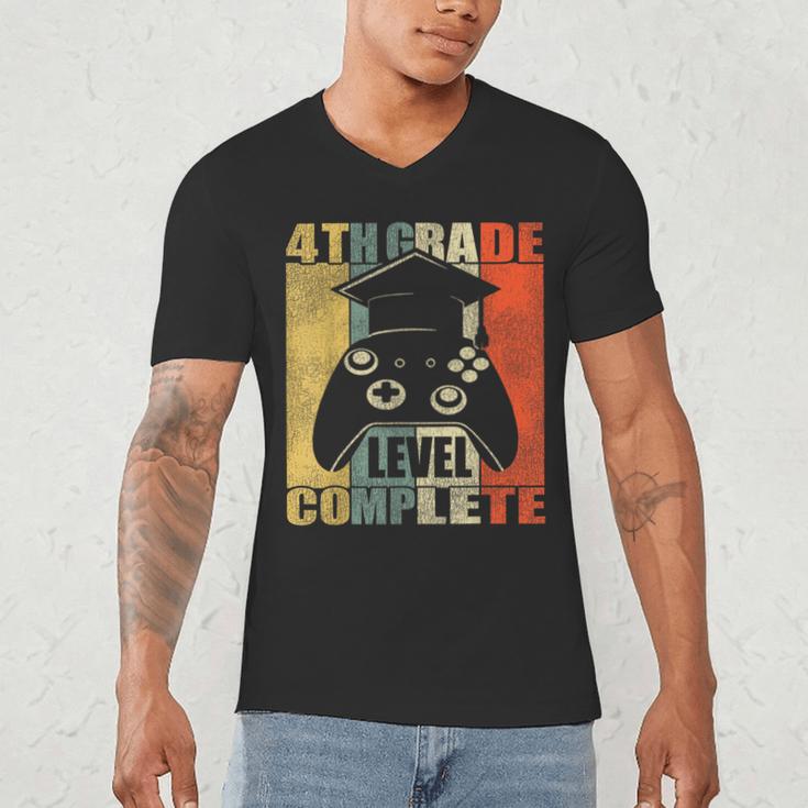 4th Grade Level Complete Gamer Class Of 2023 Graduation Men's V-Neck T-Shirt
