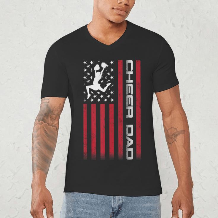 4th Of July US Flag Cheer Dad Shirt For Father's Cheer Men's V-Neck T-Shirt