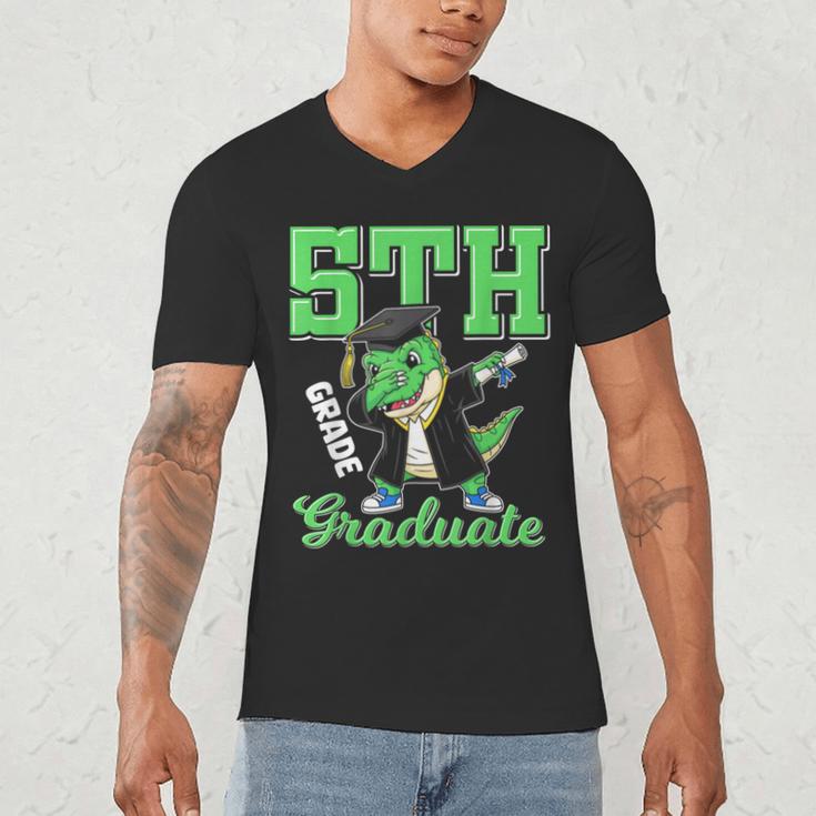 5th Grade Graduate Dinosaur Dab Graduation School Men's V-Neck T-Shirt