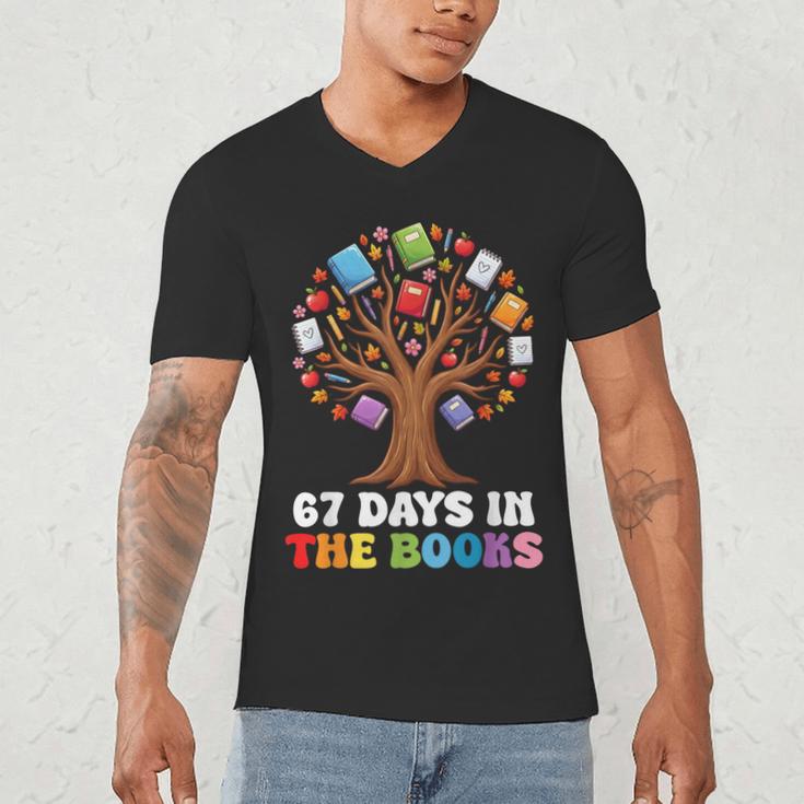 67 Days In The Books Reading Teacher 67th Day Of School Kids Men's V-Neck T-Shirt 67 Days In The Books Reading Teacher 67th Day Of School Kids Men's V-Neck T-Shirt