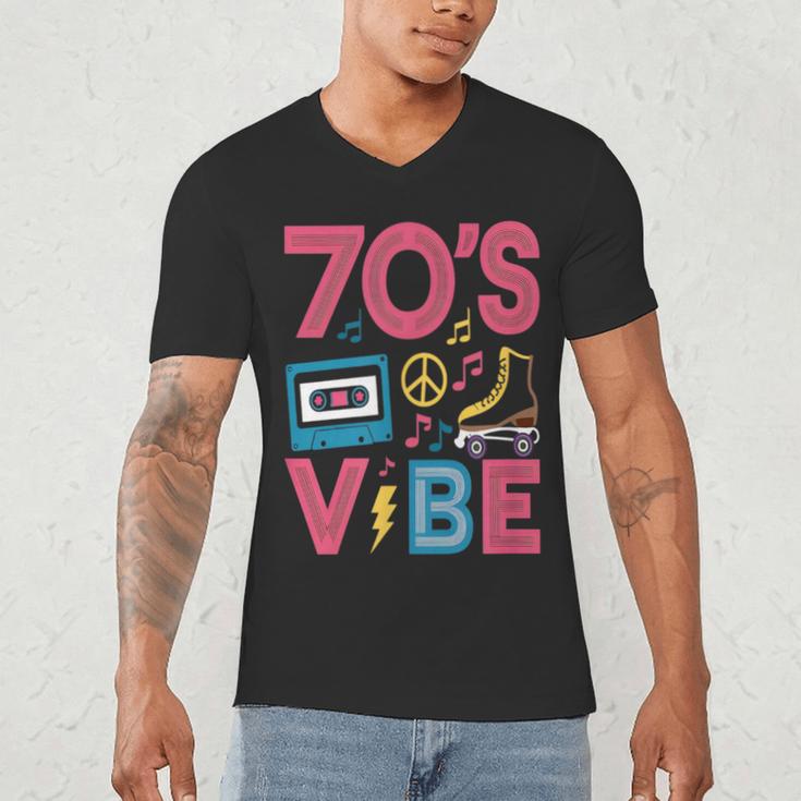 70s Retro Style Roller Skate Cassette Music Nostalgia Men's V-Neck T-Shirt 70s Retro Style Roller Skate Cassette Music Nostalgia Men's V-Neck T-Shirt
