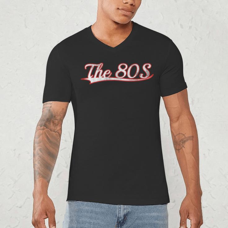 The 80S Eighties Decade Nostalgia Music Vintage Varsity Men's V-Neck T-Shirt