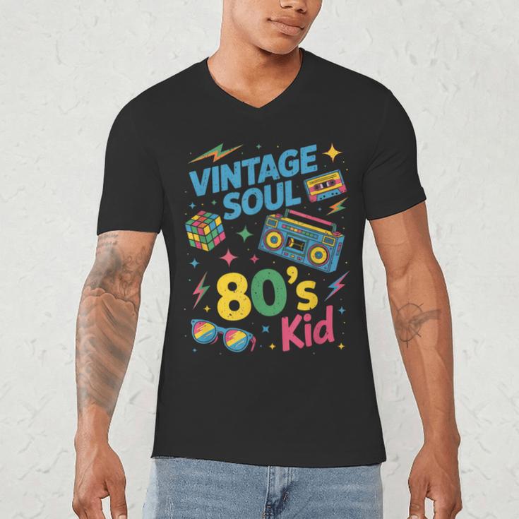80’s Kid Nostalgia Retro Music Lover Retro 1980s Throwback Men's V-Neck T-Shirt