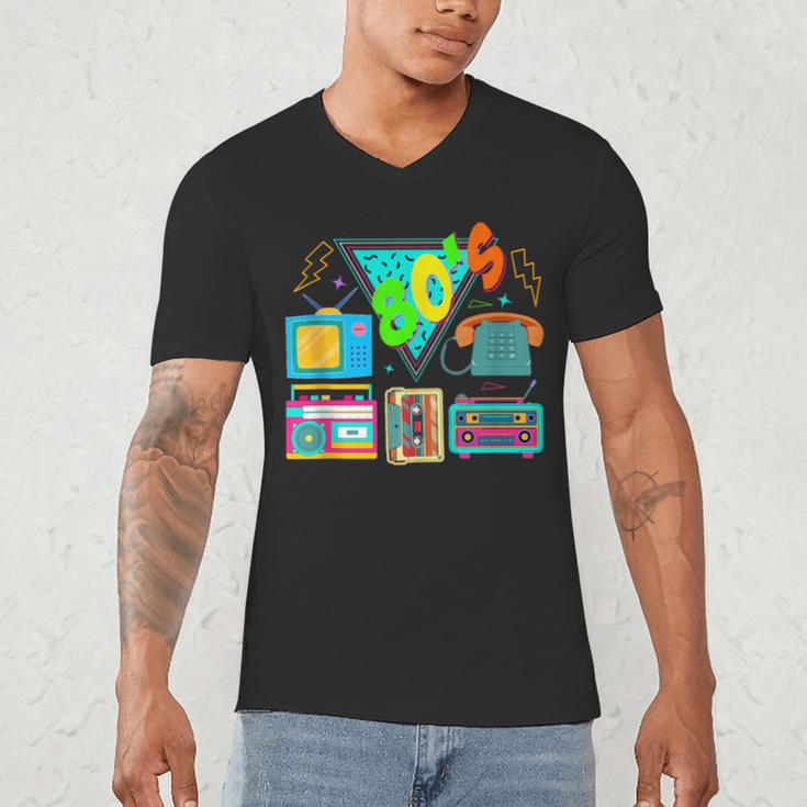 80's Vintage Cassette Tape Nostalgia Mixtape Era 1980s Retro Men's V-Neck T-Shirt