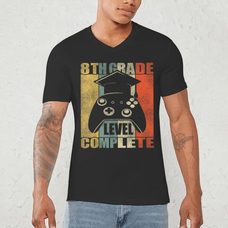 8th Grade Level Complete Gamer Class Of 2024 Graduation Men's V-Neck T-Shirt