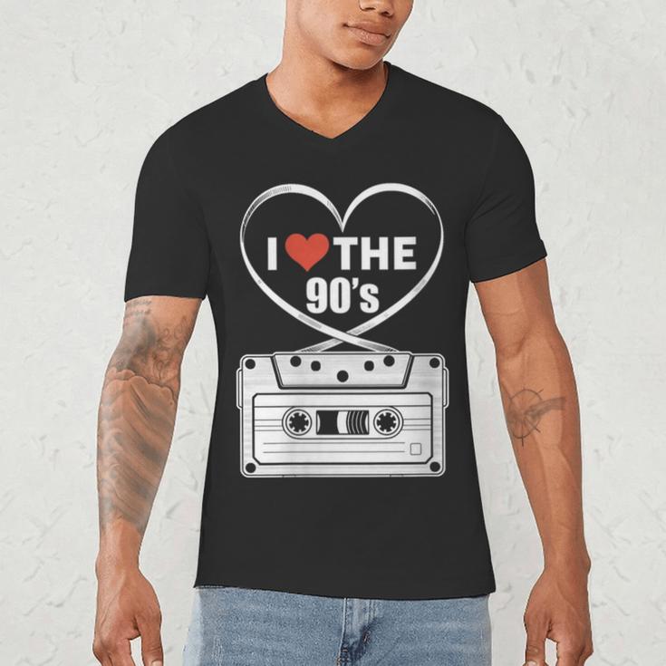 90s Nostalgia Cassette Heart Retro I Love The 90s Men's V-Neck T-Shirt