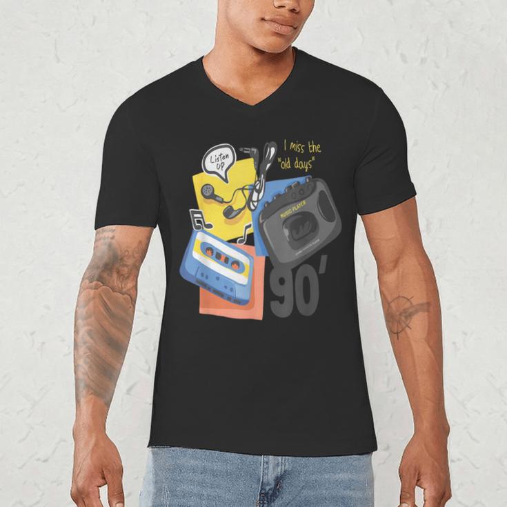 90s Retro Cassette And Walkman Nostalgia Graphic Tee Men's V-Neck T-Shirt 90s Retro Cassette And Walkman Nostalgia Graphic Tee Men's V-Neck T-Shirt