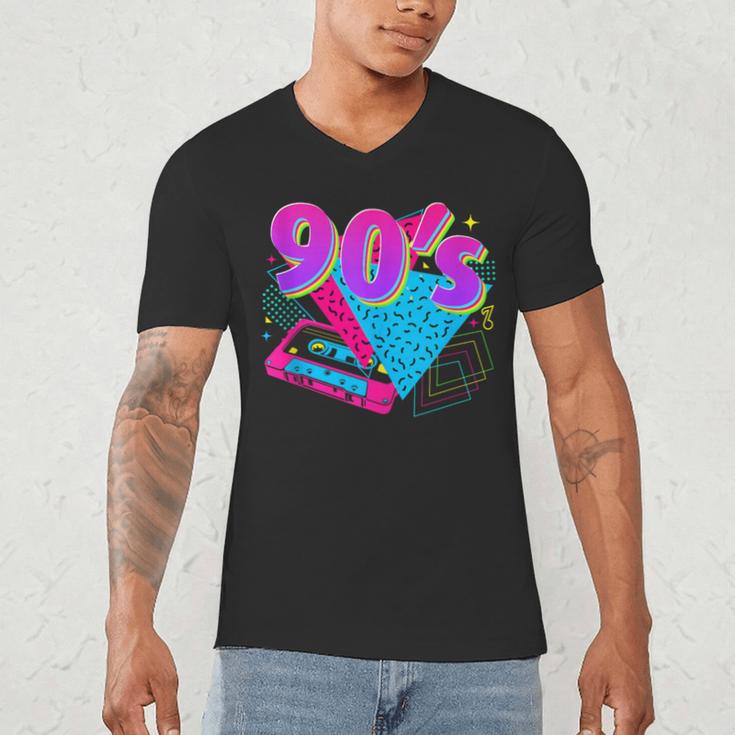 90's Vibe Retro Style Cassette Tape Nostalgia 1990s Party Men's V-Neck T-Shirt