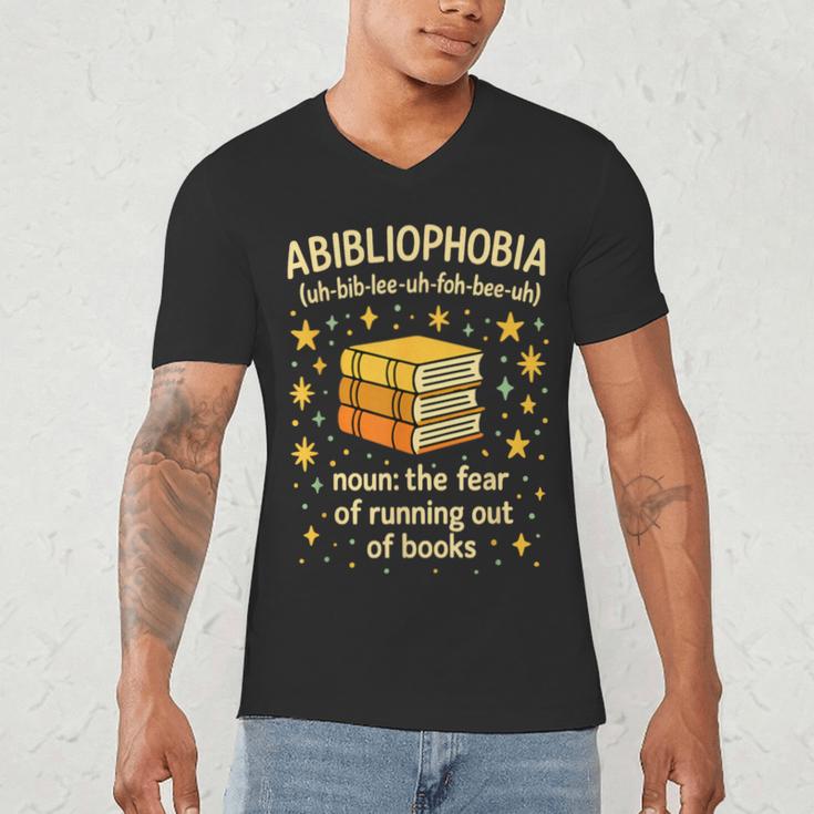 Abibliophobia Book Lover Reading Humor Graphic Men's V-Neck T-Shirt