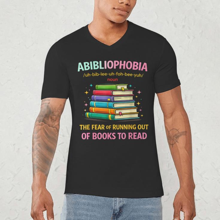 Abibliophobia Book Lovers Graphic Men's V-Neck T-Shirt