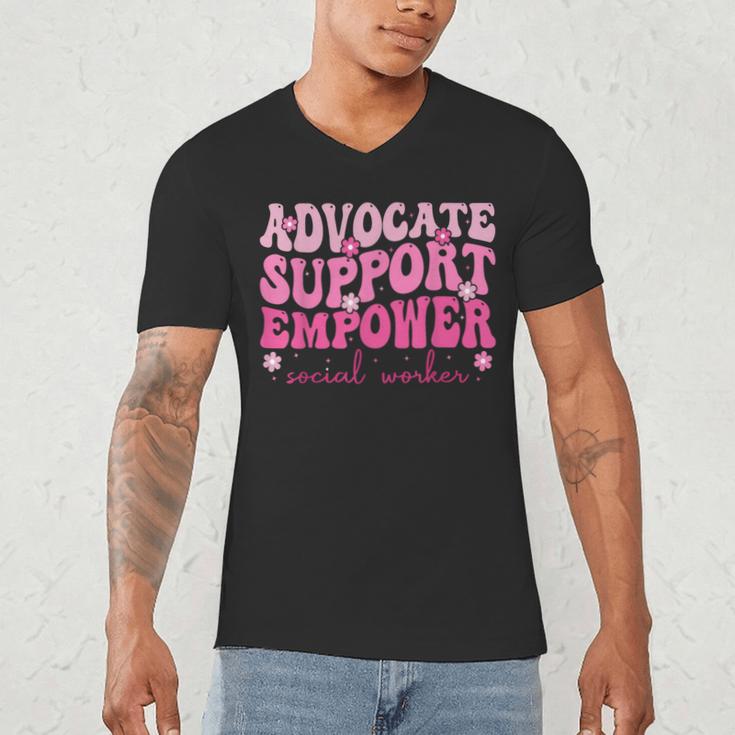 Advocate Support Empower Groovy Social Worker Graduation MSW Men's V-Neck T-Shirt