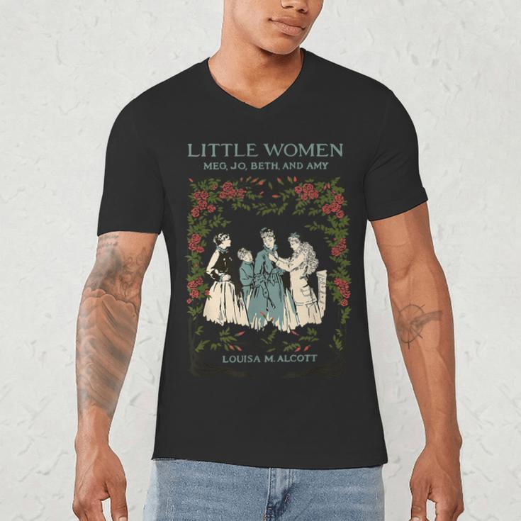 Alcott Little Women Characters Literature Book Illustration Men's V-Neck T-Shirt Alcott Little Women Characters Literature Book Illustration Men's V-Neck T-Shirt