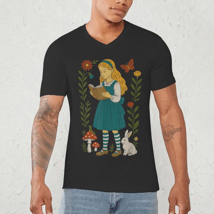 Alice In Wonderland Book Lover Lewis Carroll Rabbit Men's V-Neck T-Shirt