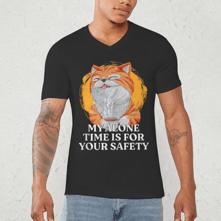My Alone Time Is For Your Safety Coffee Lover Introvert Men's V-Neck T-Shirt