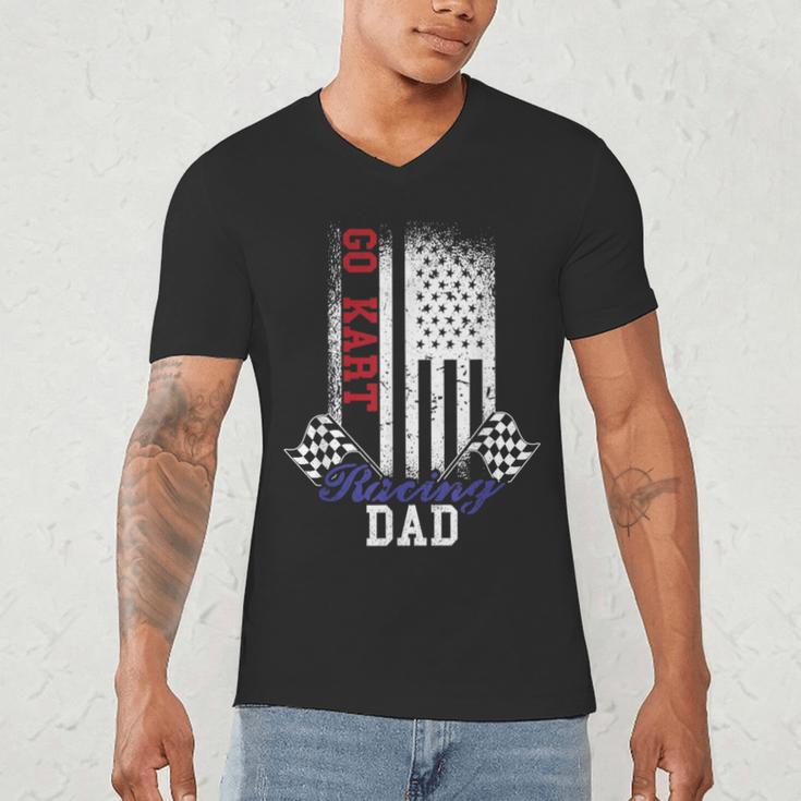 American Flag Go Kart Racing Race Dad Flag Men's V-Neck T-Shirt