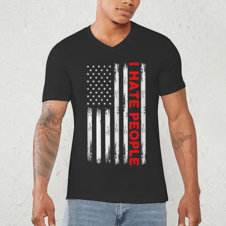 American Flag Loner Geeks Antisocial For Introvert Pride Men's V-Neck T-Shirt