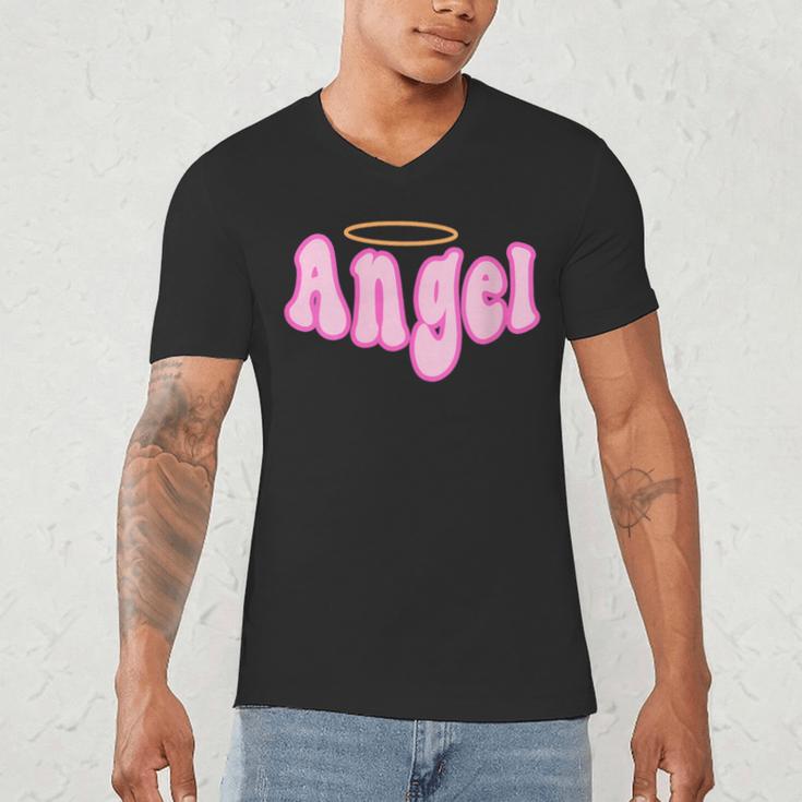 Angel Y2k Aesthetic 2000s Millennial Nostalgia Retro Pink Men's V-Neck T-Shirt Angel Y2k Aesthetic 2000s Millennial Nostalgia Retro Pink Men's V-Neck T-Shirt