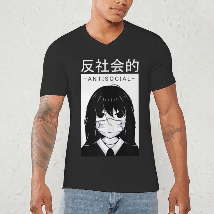 Anime Antisocial Introvert I Hate People Anti Social EMD Men's V-Neck T-Shirt Anime Antisocial Introvert I Hate People Anti Social EMD Men's V-Neck T-Shirt