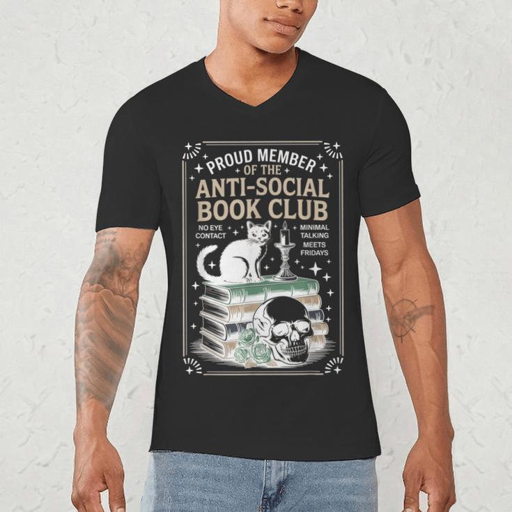 Anti-Social Book-Club Cat Graphic Men's V-Neck T-Shirt Anti-Social Book-Club Cat Graphic Men's V-Neck T-Shirt