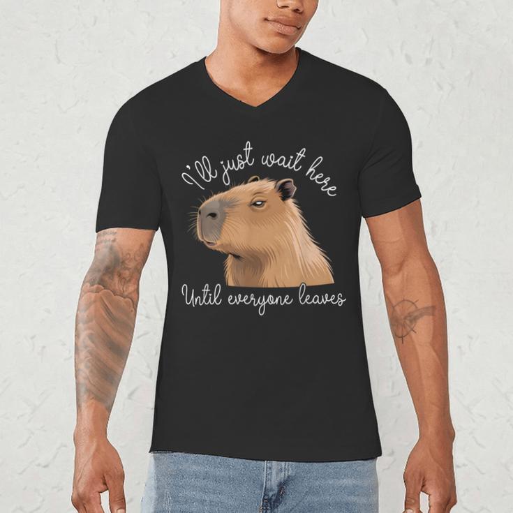 Antisocial Introvert Capybara Sarcastic Humor Men's V-Neck T-Shirt