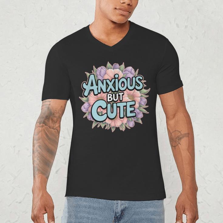 Anxious But Cute Introvert Floral Social Anxiety Men's V-Neck T-Shirt Anxious But Cute Introvert Floral Social Anxiety Men's V-Neck T-Shirt