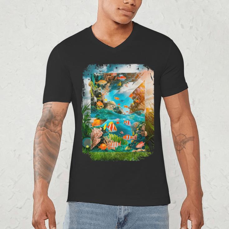 Aqua In The Skies Frutiger Aero Men's V-Neck T-Shirt Aqua In The Skies Frutiger Aero Men's V-Neck T-Shirt