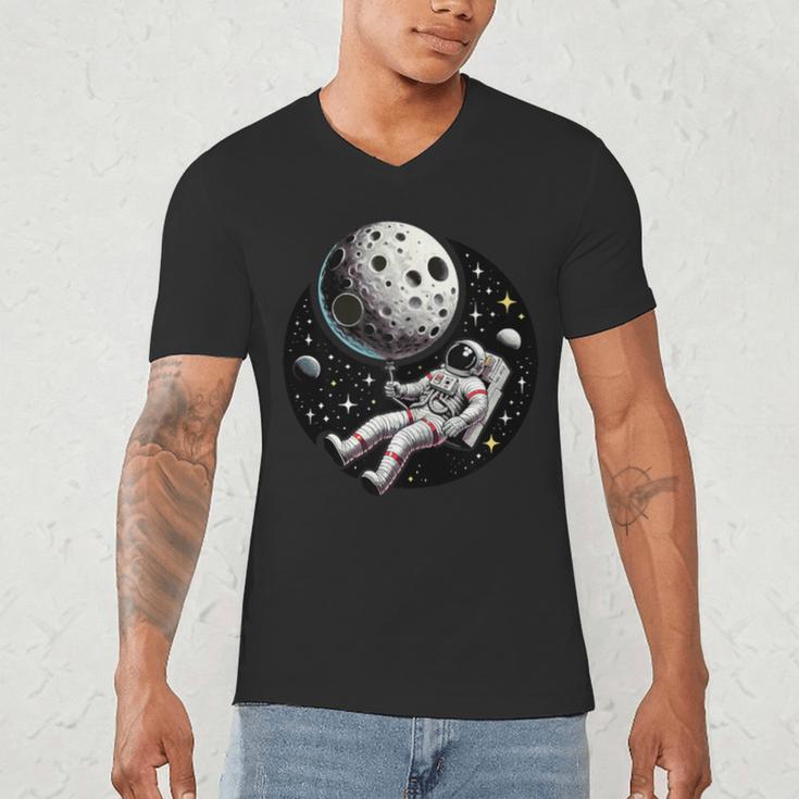 Astronaut Aesthetic Holding Moon Balloon Planets Introvert Men's V-Neck T-Shirt Astronaut Aesthetic Holding Moon Balloon Planets Introvert Men's V-Neck T-Shirt