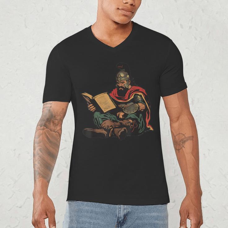 Attila The Hun Reading A Book Men's V-Neck T-Shirt