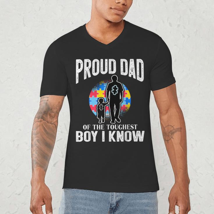 Autism Awareness For Proud Dad Support Autistic Kids Men's V-Neck T-Shirt
