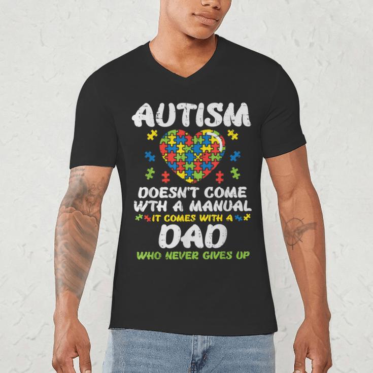 Autism Doesnt Come With Manual Dad Puzzle Awareness Men Men's V-Neck T-Shirt