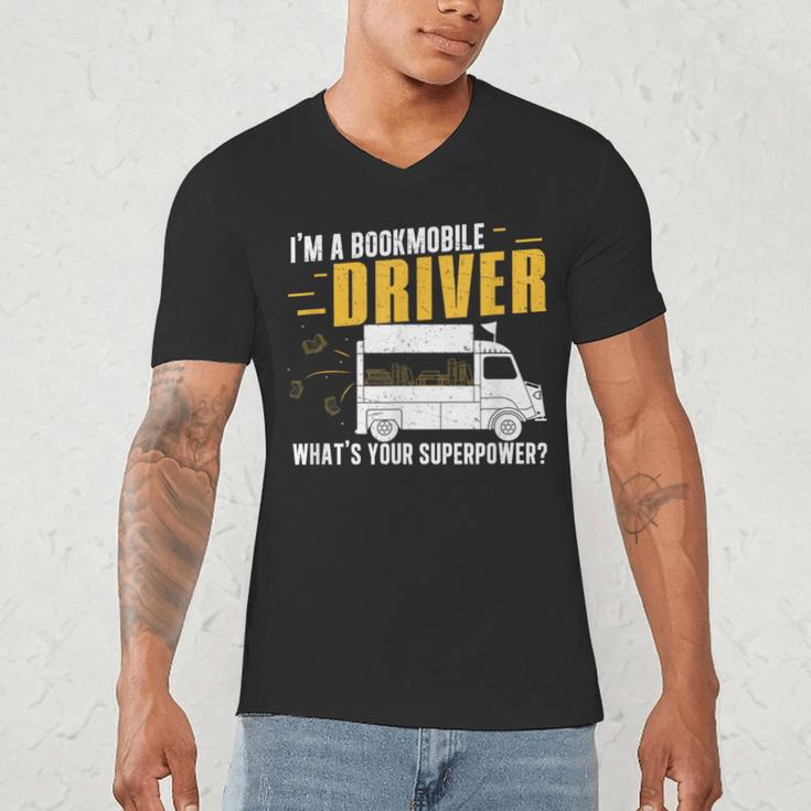 Awesome Bookmobile Driver What's Your Superpower Book Wagon Men's V-Neck T-Shirt