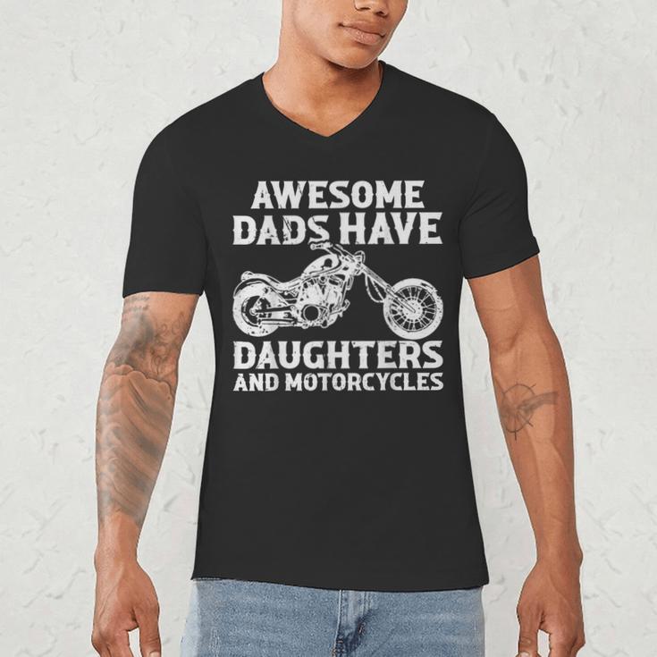 Awesome Dads Have Daughters And Motorcycles Men Fathers Day Men's V-Neck T-Shirt