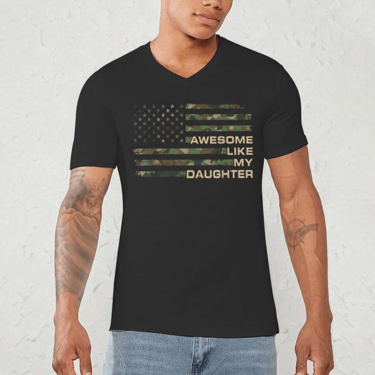 Awesome Like My Daughter Men Fathers Day American Flag Dad Men's V-Neck T-Shirt
