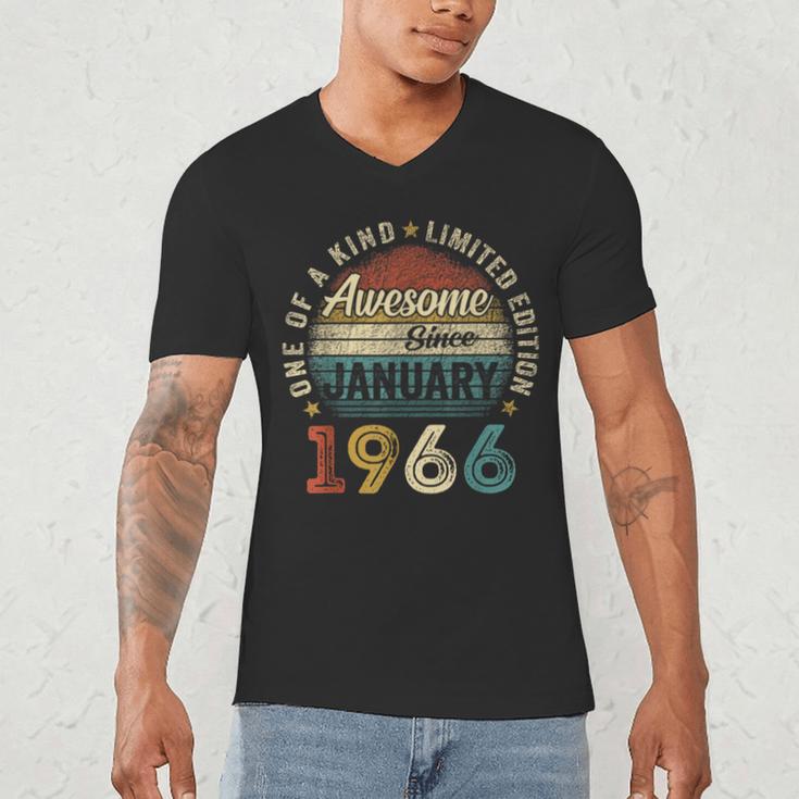 Awesome Since January 1966 60 Year Old 60th Birthday Men Dad Men's V-Neck T-Shirt