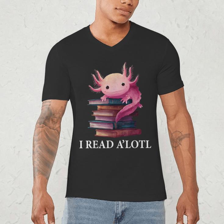 Axolotl Book Lover Librarian Reading Library Readers Men's V-Neck T-Shirt