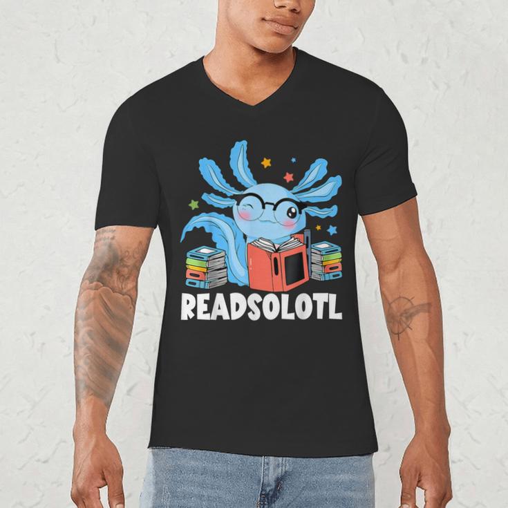 Axolotl Read Book Kawaii Reading Books For Men Women Men's V-Neck T-Shirt
